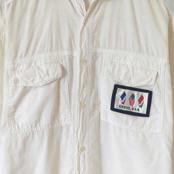 Guess by Georges Marciano 80's Vintage Long Sleeve Button Down Shirt White 1 - Picture 7 of 14